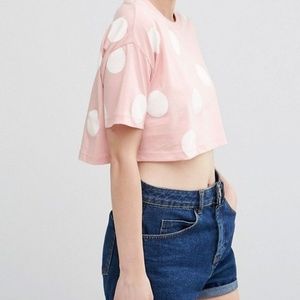 Nude Pink Polka Dot Crop Top XS